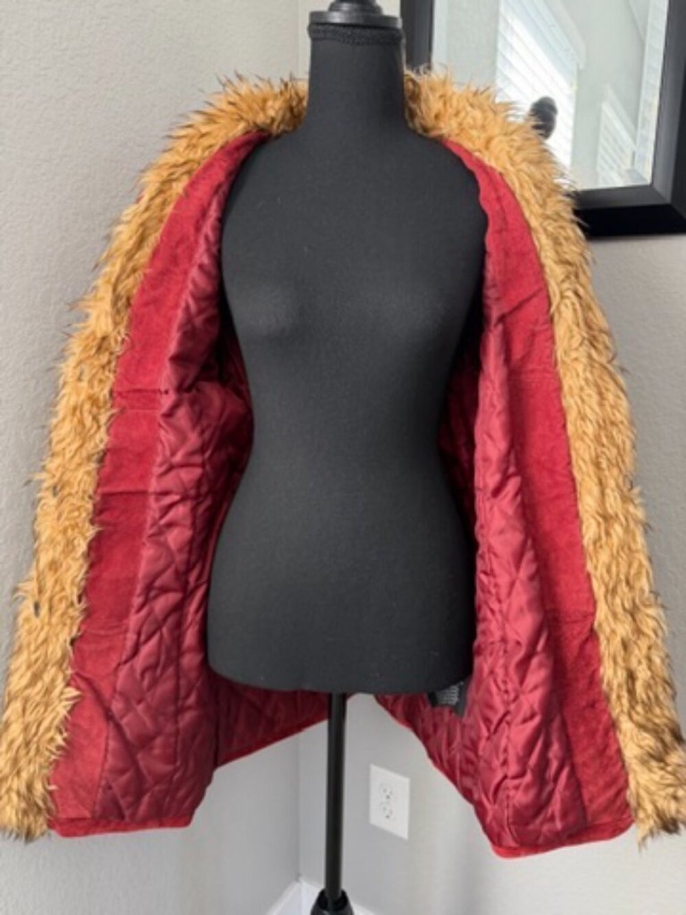 Vtg Y2K MixIt Suede Penny Lane Faux Fur Coat Red Medium - Picture 7 of 13